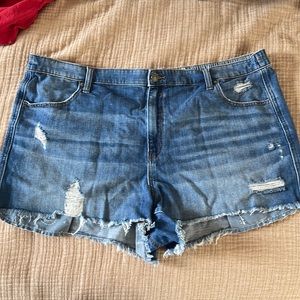 Aerie Daydream Elastic Waist Jean Short - distressed